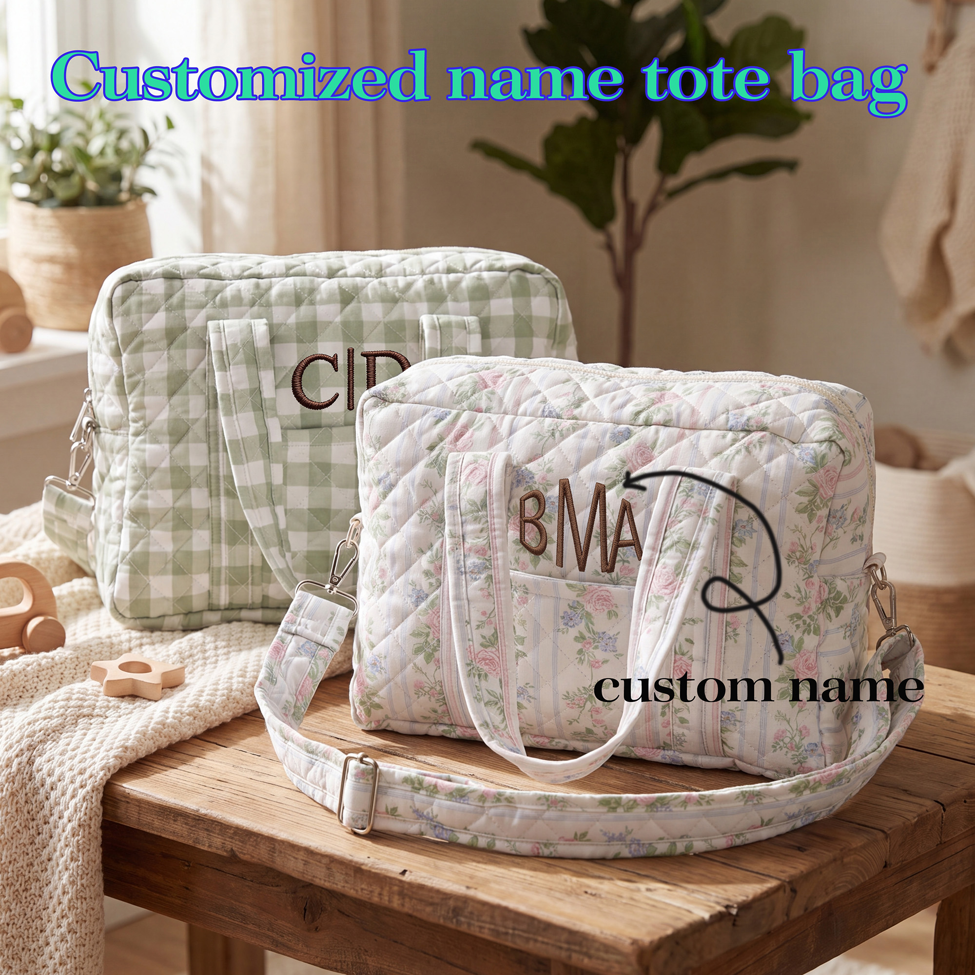 Backpack Diaper Bag - 1 pc Custom Name Embroidered Diaper