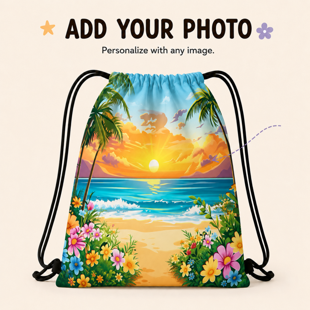 Drawstring Gym Bag - Personalized Photo Drawstring Bag Custom Picture