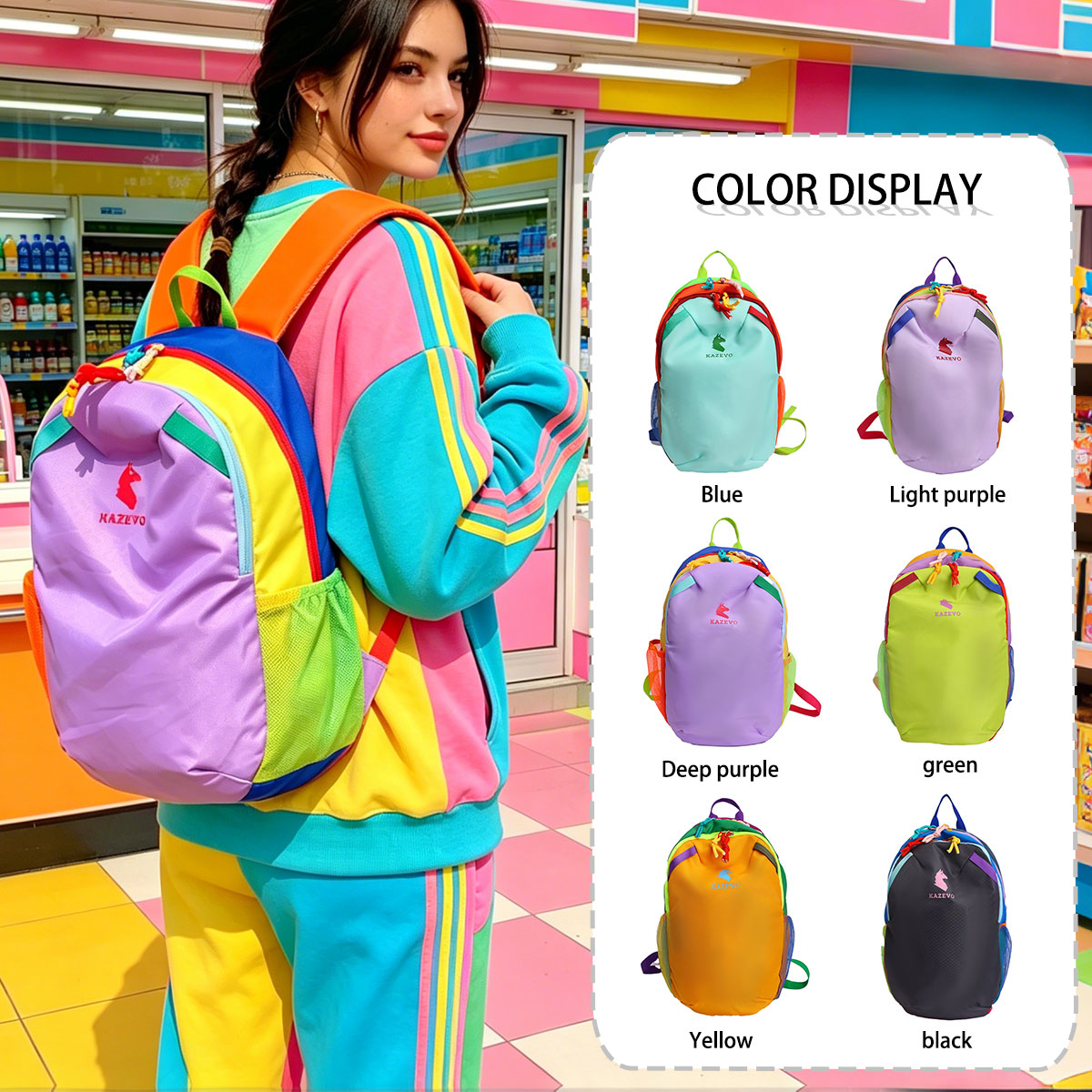 Foldable Backpack Small - Fashion Trend Dopamine Style SportsBackpack Nylon