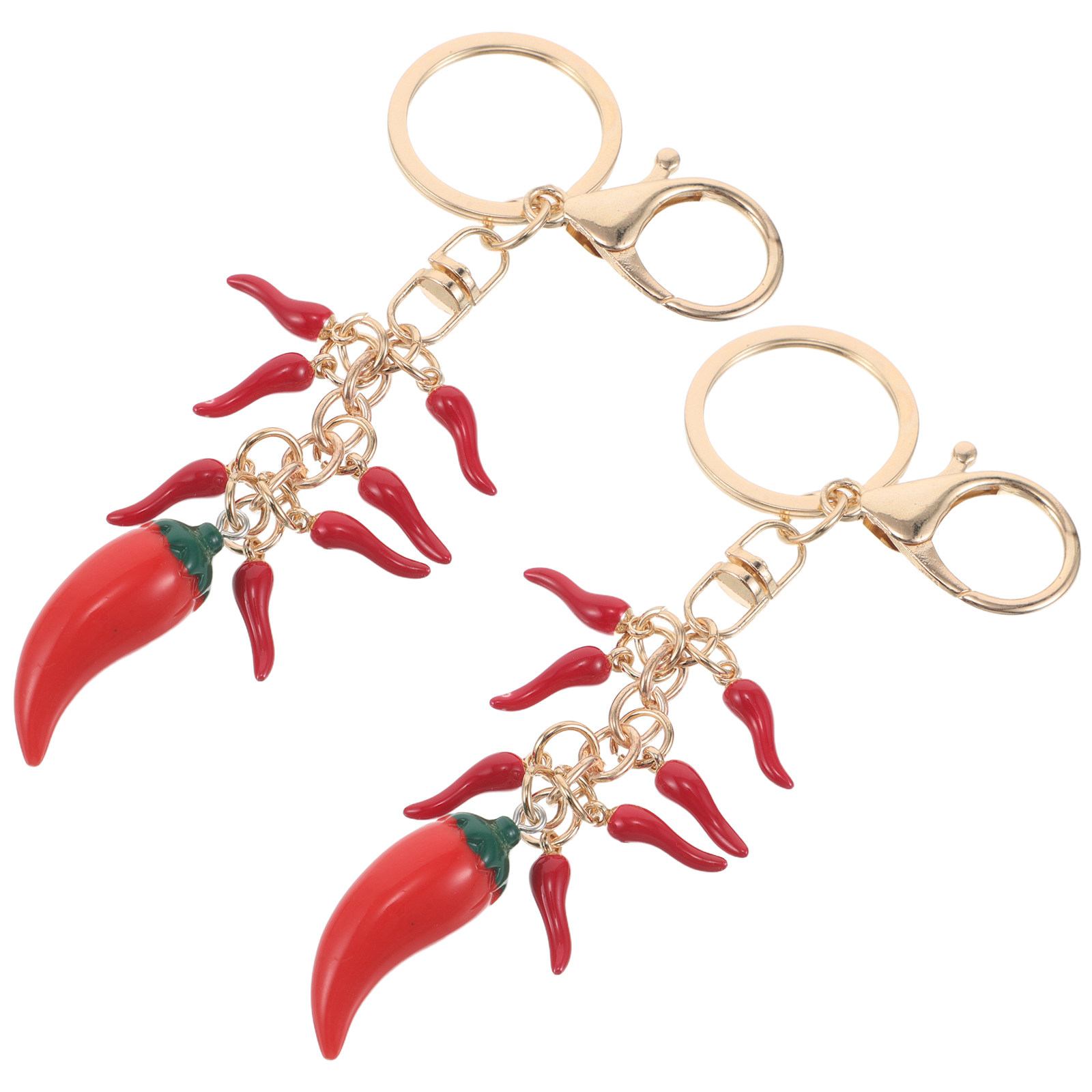 Mini Backpack Purse - 2Pcs Red Chili Pepper Keychains Realistic