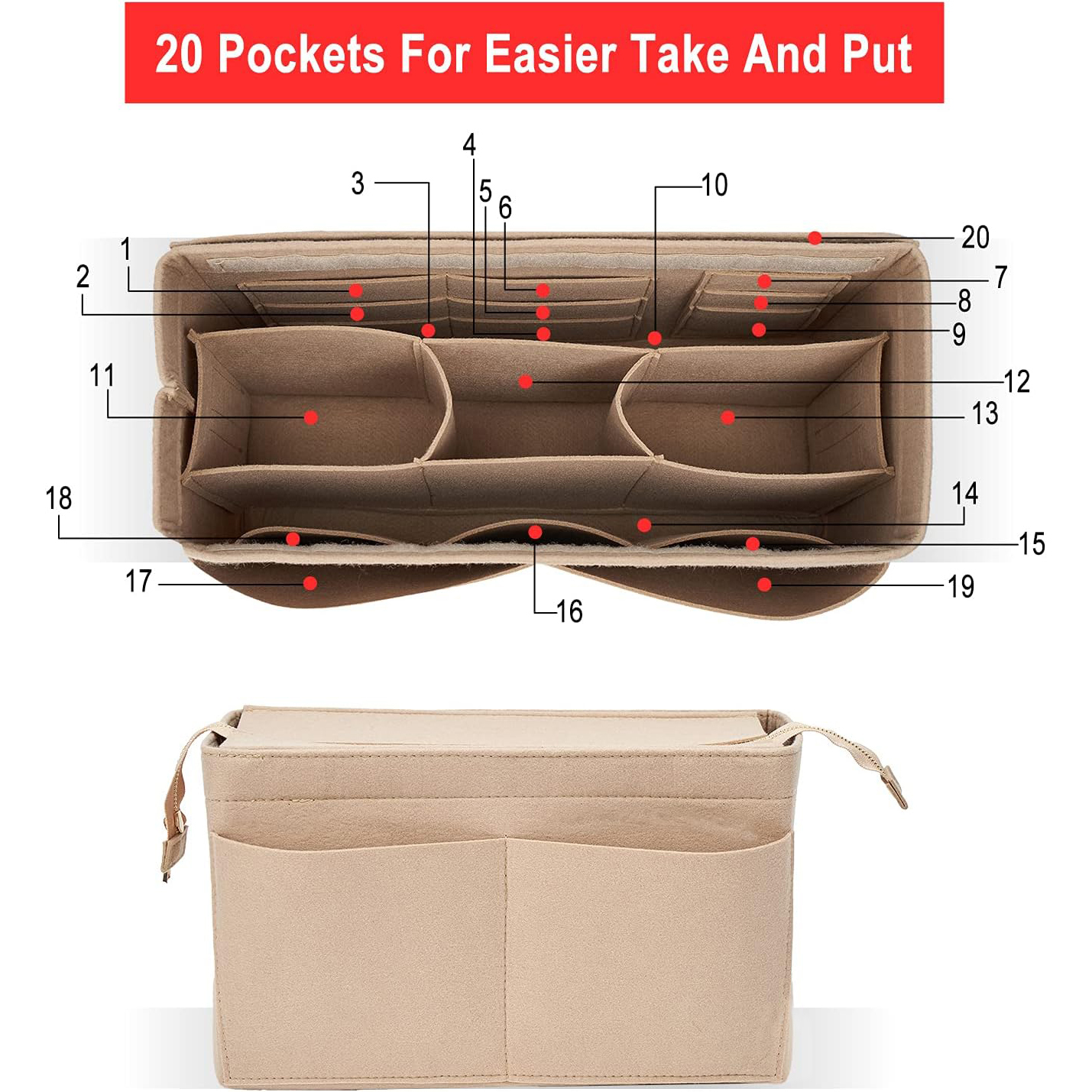 Felt Purse Organizer Insert On - огляд і ціна Backpack Insert Organizer