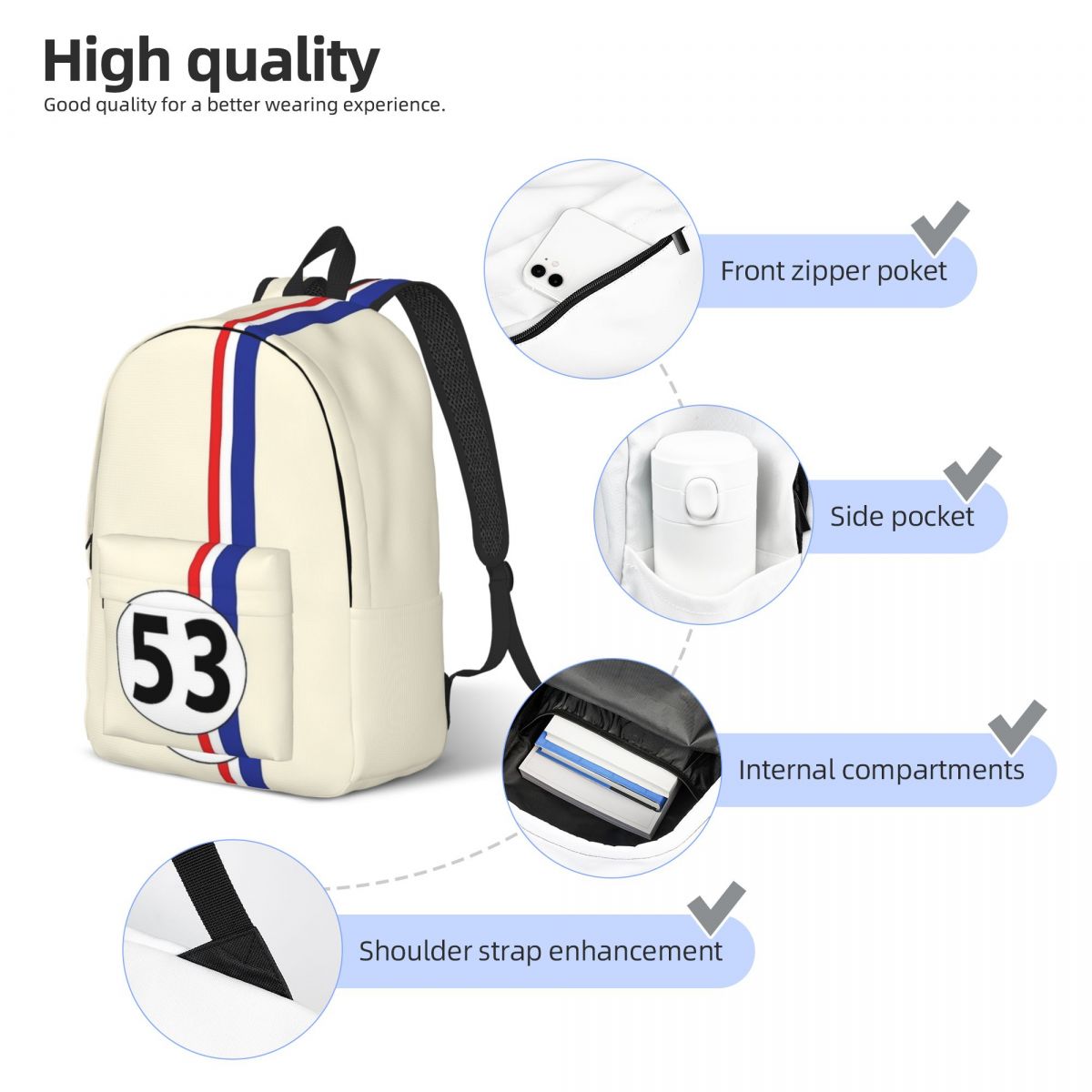 Herbie Number 53 Fashion Backp - огляд і ціна Canvas Backpack Casual