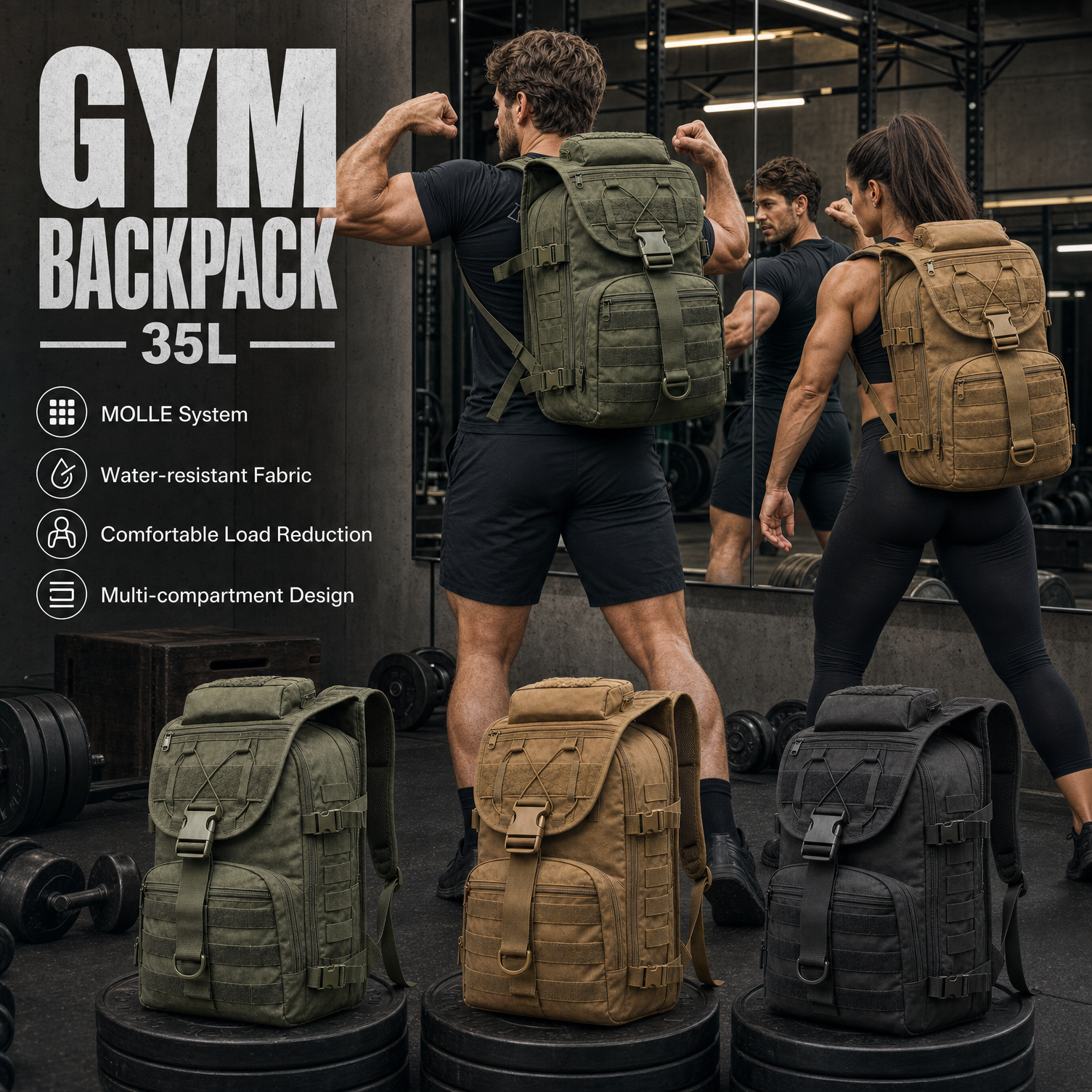 35L Gym Training Backpack for  - огляд і ціна Rucksack Military Style