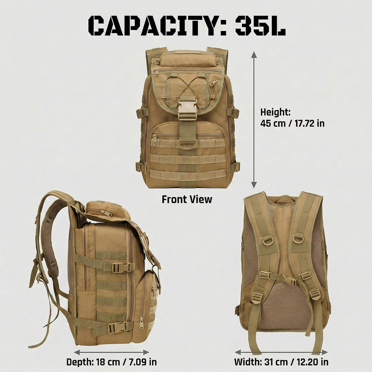 35L Gym Training Backpack for  - огляд і ціна Rucksack Military Style