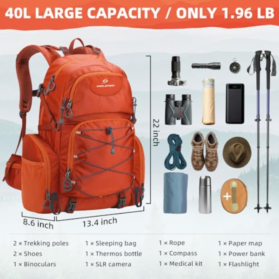 Hiking Backpack, 40L Waterproo - огляд і ціна Rain Cover Backpack