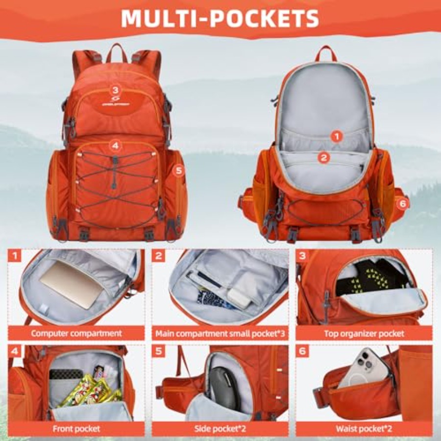 Hiking Backpack, 40L Waterproo - огляд і ціна Rain Cover Backpack