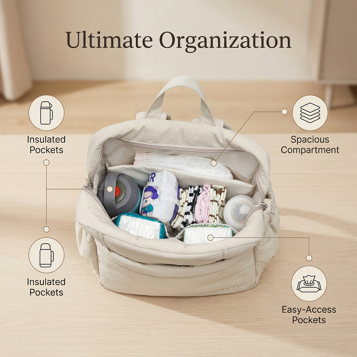 Soboba Large Capacity Diaper B - огляд і ціна Backpack Diaper Bag