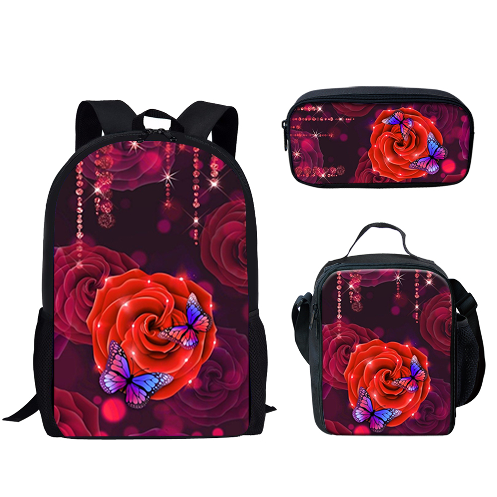 Gothic Red Rose Design Print 3 - огляд і ціна School Backpack Teen