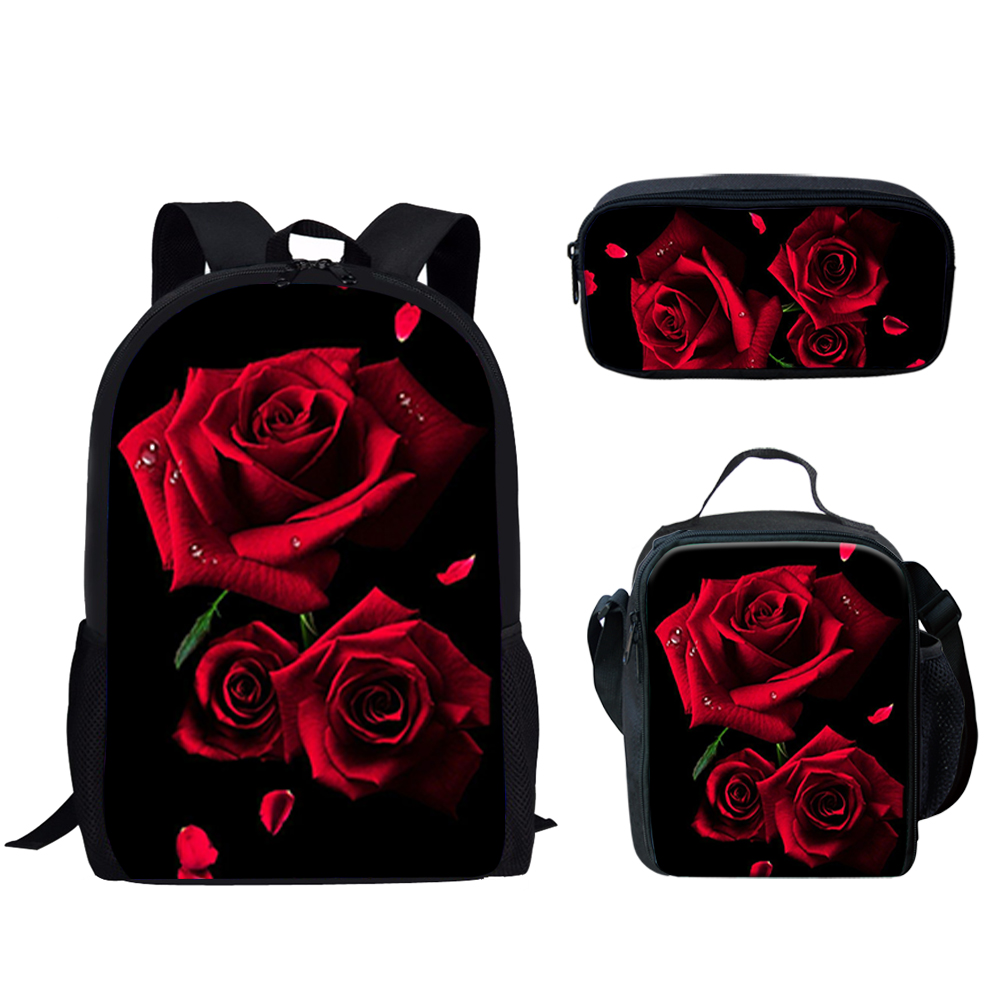 Gothic Red Rose Design Print 3 - огляд і ціна School Backpack Teen