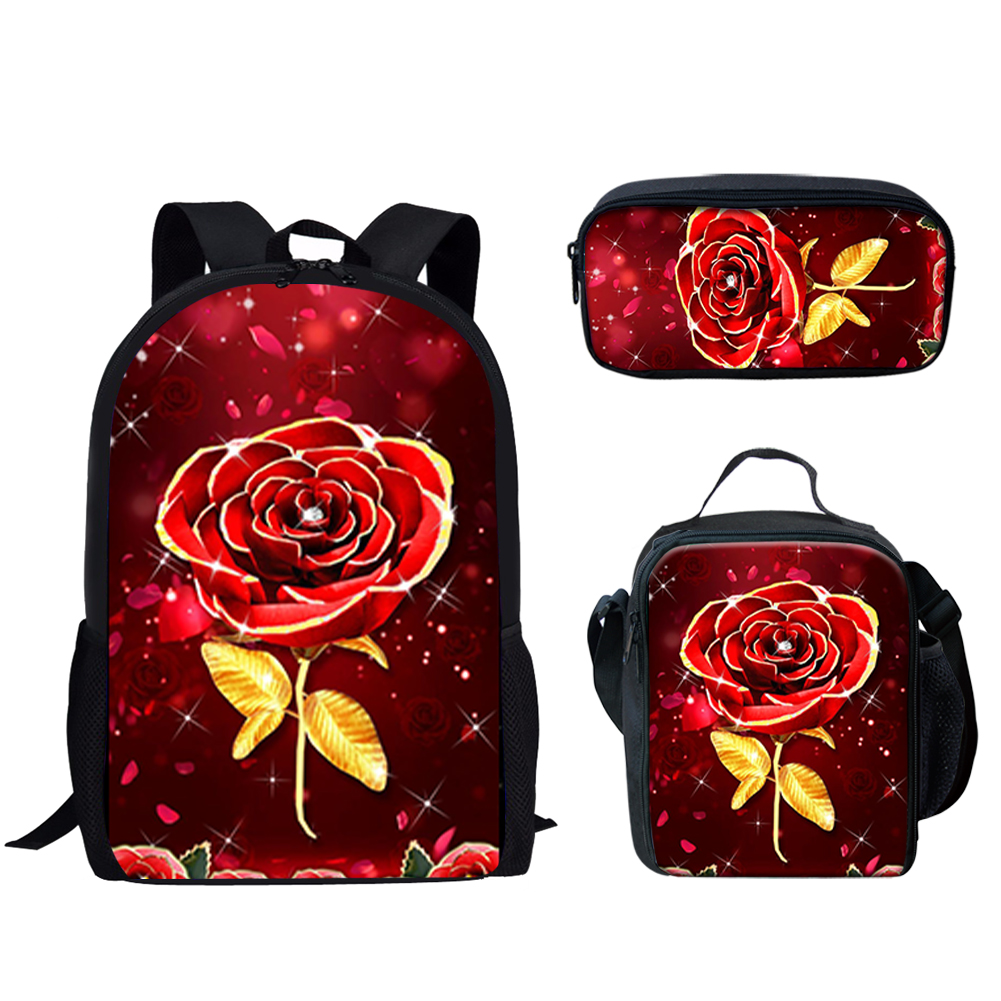 Gothic Red Rose Design Print 3 - огляд і ціна School Backpack Teen