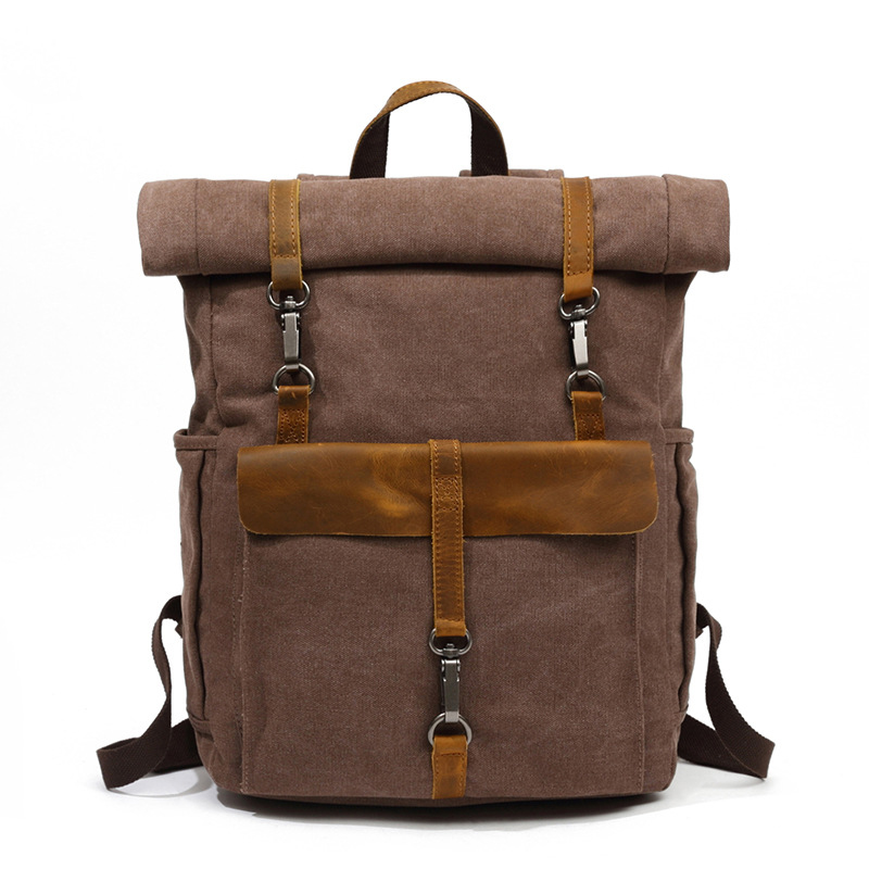 Retro Rolltop Rucksack Canvas  - огляд і ціна Leather Backpack Vintage