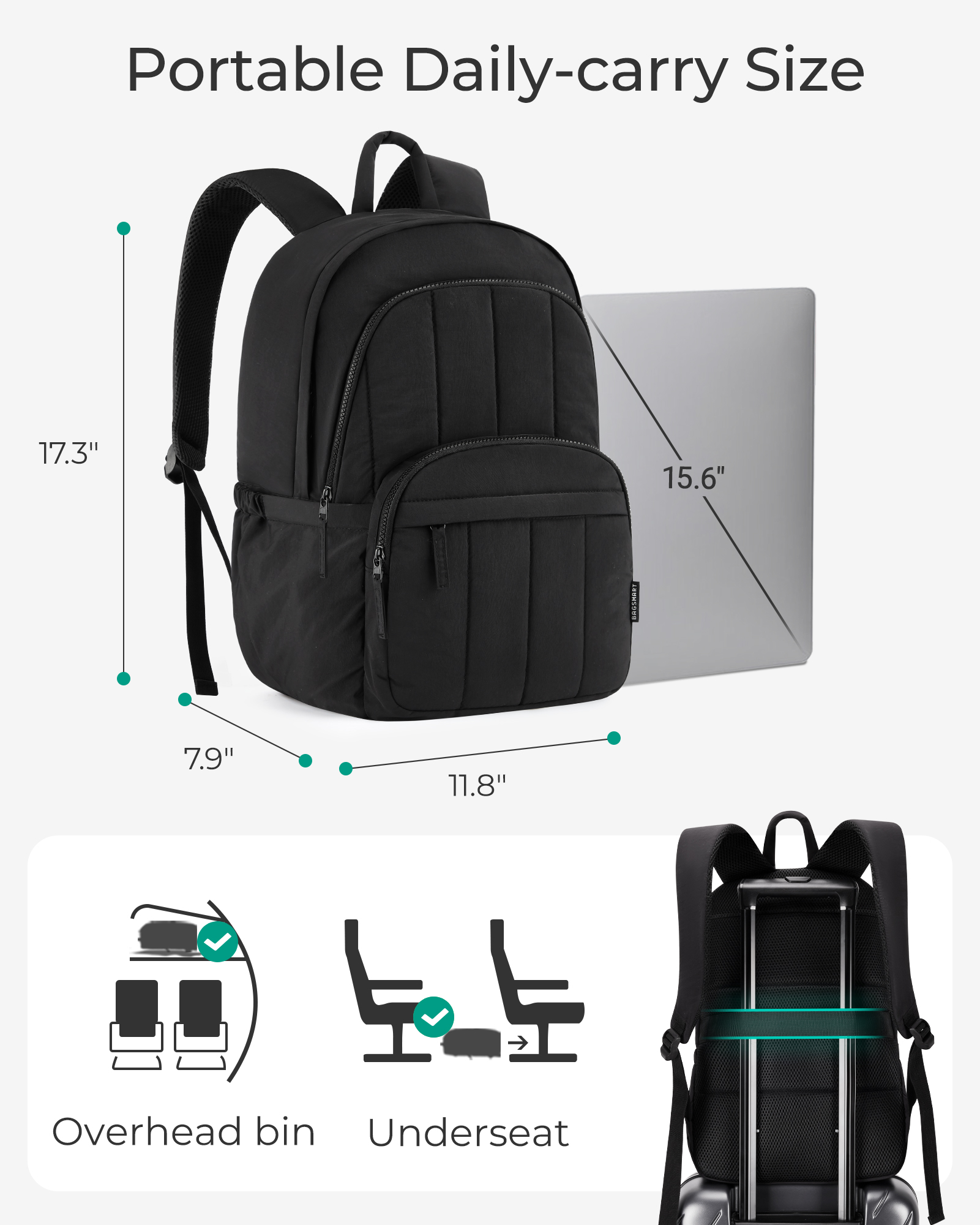 BAGSMAT Quilted College School - огляд і ціна Laptop Backpack 15.6